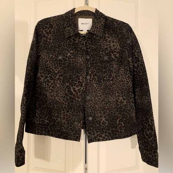 Nine West Jackets & Blazers - Nine West Women's Dark Leopard Jean Jacket Medium EUC